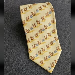 Vintage Hermes 100% Silk Tie 7924  Animal Squirrel Print
